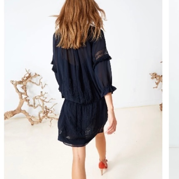 Ulla Johnson Frances Embroidered Silk Mini Dress in Navy, Size 2 - Picture 2 of 15